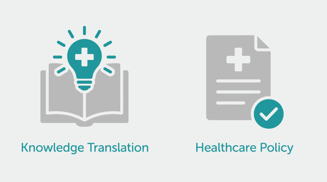 Vector graphic illustration Healthcare policy and knowledge translation icons
