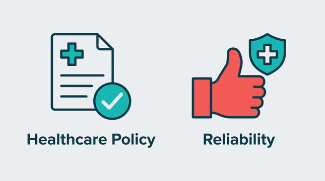 Vector graphic illustration Healthcare policy and reliability icons