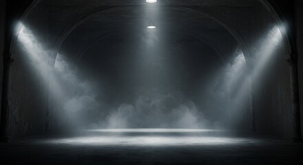 Fototapeta premium Empty Theater Stage Bathed in Dramatic Spotlight.