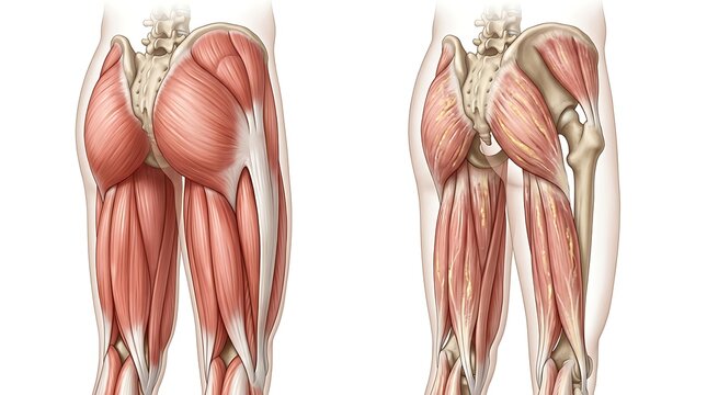 Posterior view of human leg and gluteal muscle anatomy