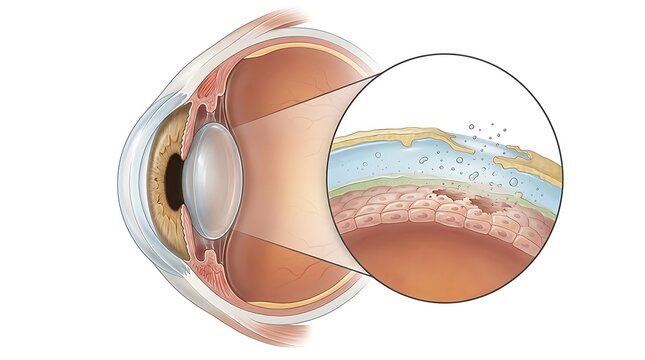 Anatomy of the human eye showing retinal degeneration