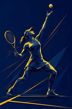 female tennis player silhouette abstract 