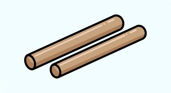 Illustration of Two Wooden Clapper Sticks.