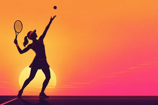 female tennis player silhouette
