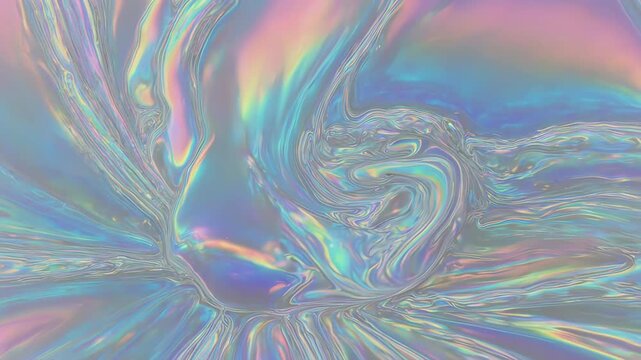 Pearlescent Opal Liquid Flowing into a Geometric Floral Design