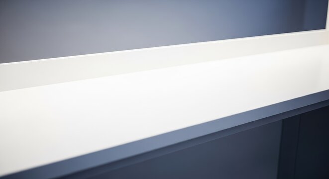An empty white laboratory counter provides a clean and sterile surface with ample copy space for scientific research and medical concepts, healthcare, workspace, biotech