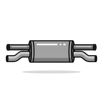 Illustration of a Car Exhaust Muffler on White Background.