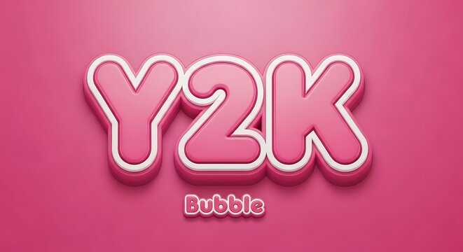 Pink bubble style y2k text effect on a solid pink background