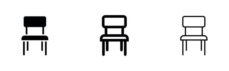Fototapeta premium Chair Icons Set: Simple Furniture for Home, Office, or Interior Design Elements