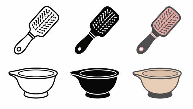 Set of black and white kitchen graters and bowls with handles