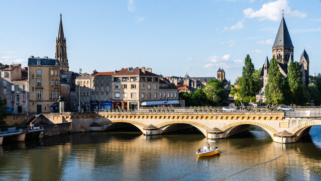 Stone Bridge over the Moselle River in Metz