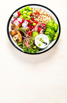 Vegan healthy poke bowls. Healthy eating.