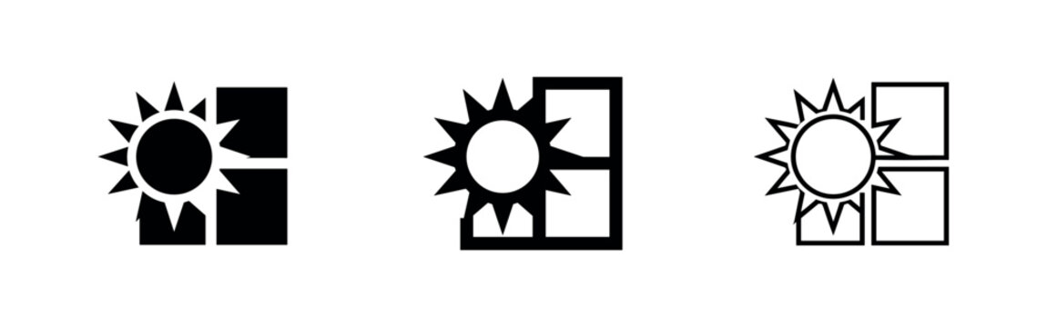 Sun shining through a window icon. Natural light, warmth, and energy symbol for home or interior design.