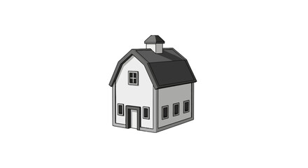Small farmhouse or barn building in grayscale © nanda