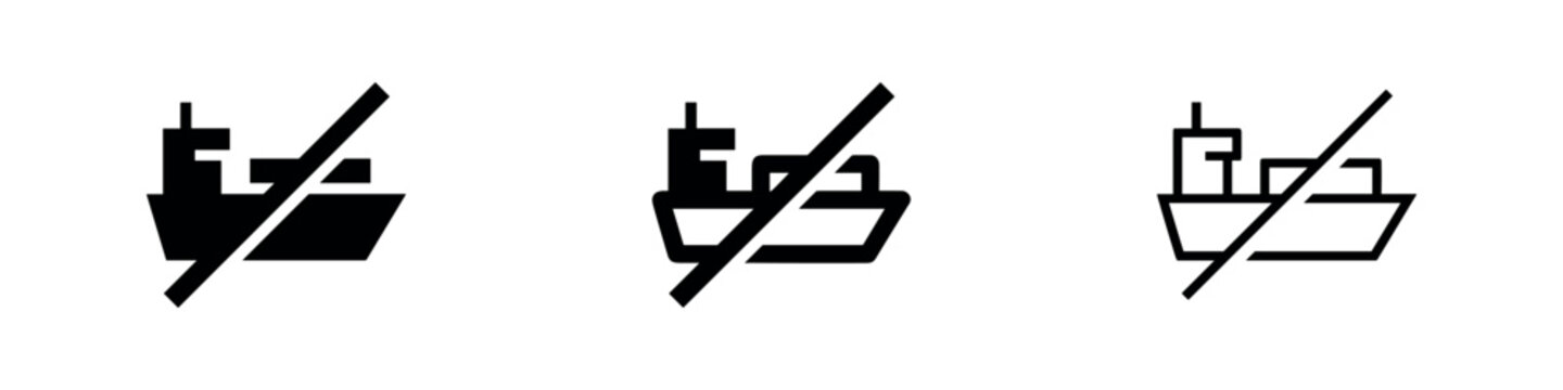 No cargo ship icon set, isolated on white background