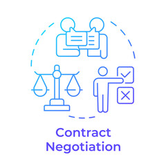 Fototapeta premium Contract negotiation blue gradient concept icon. Strategic business alignment. Deal structuring. Round shape line illustration. Abstract idea. Graphic design. Easy to use in article, booklet
