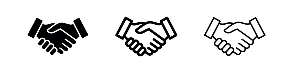 Obraz premium Handshake Icon Set - Business Deal, Agreement, Partnership and Trust Symbol