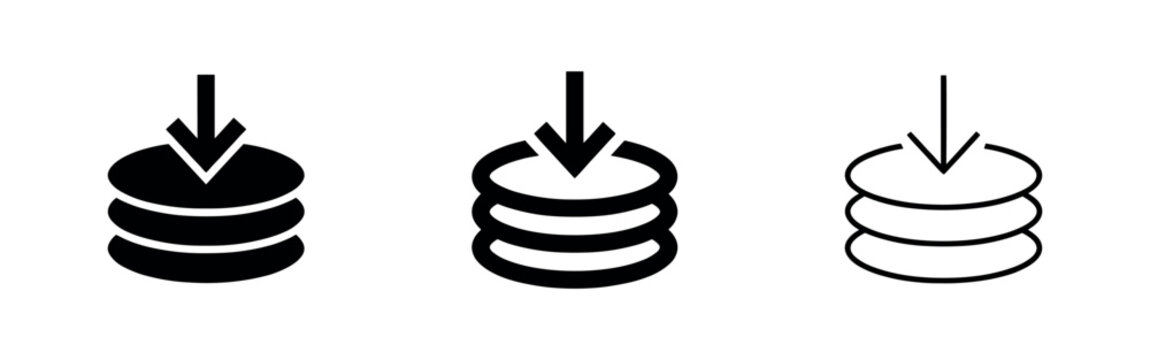 Stack of coins icons with down arrow, financial decrease symbols