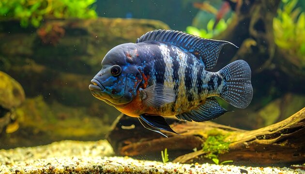 Vibrant Zebra Danio Fish Swimming Underwater.