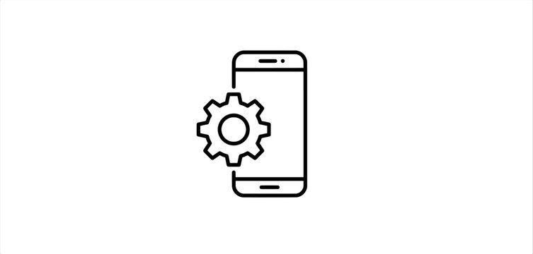 Mobile application settings icon. outline icon, smartphone, technology interface, digital service, configuration system, app management, user control gear