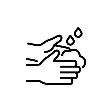 Instructional icon for hand washing to maintain hygiene.