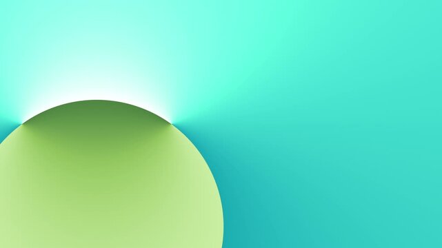 Gradient green, blue sphere rising loop. Abstract planet earth concept for environment, sustainability and Earth Day. Minimal seamless background animation.