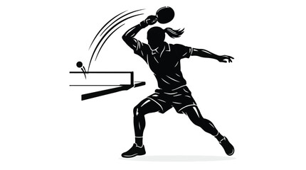 Obraz premium Dynamic Silhouette of Table Tennis Player Hitting the Ball 
