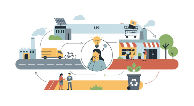ESG business cycle: recycling, green energy, and ethical consumerism concepts