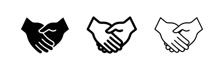 Obraz premium Three handshake icons representing agreement or partnership.