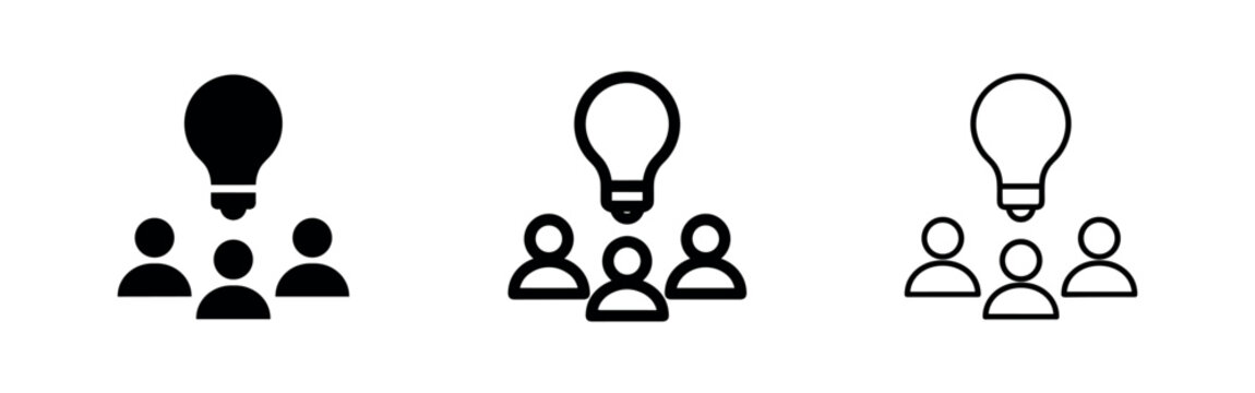 Team Brainstorming and Collective Idea Generation Icon Set