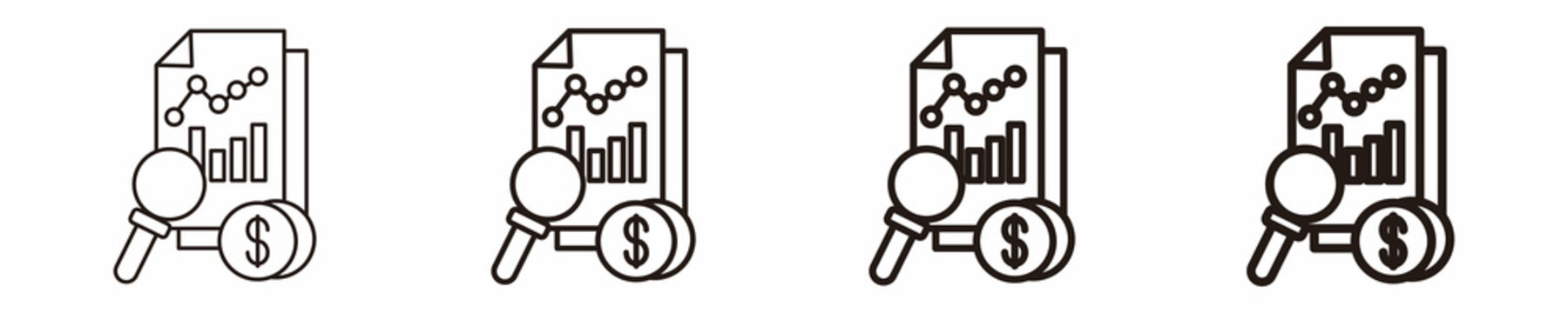 Financial Data Analytics  Icon Set Different Style Collection