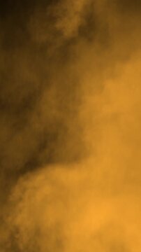 Dense orange and ember fog moving slowly on a black background, seamless loop animation for vertical social media