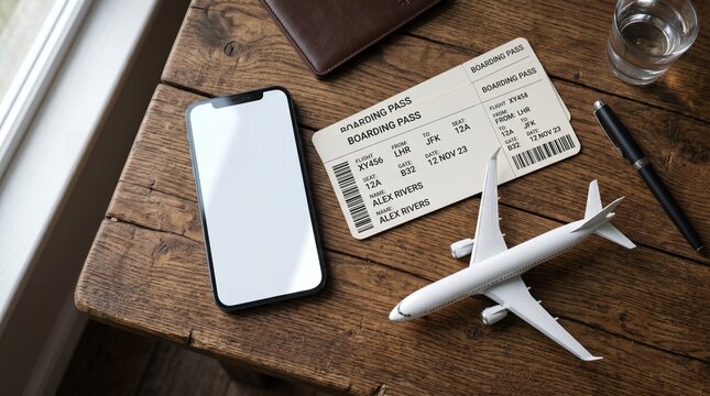 Travel Booking Concept with Smartphone and Boarding Pass