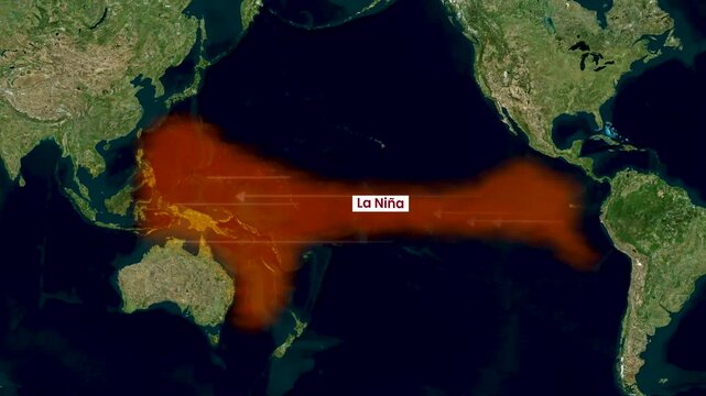 La Nina Wind Flow Across Pacific Ocean Rain Forecast Map Animation