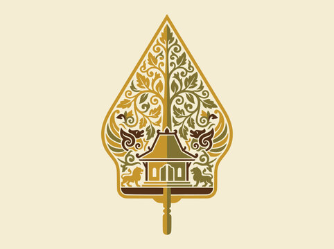 Gunungan Wayang Kulit Traditional Javanese Puppet Vector Illustration
