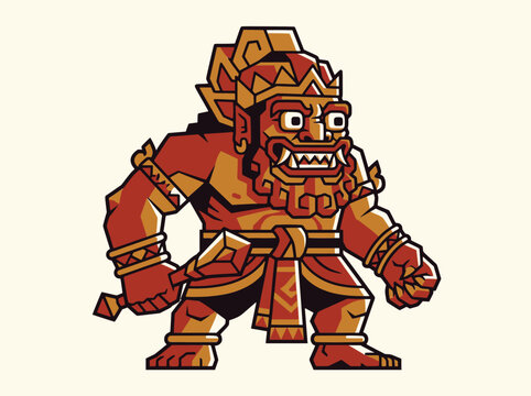 Indonesian Mythological Giant Demon Pixel Art Character Sprite