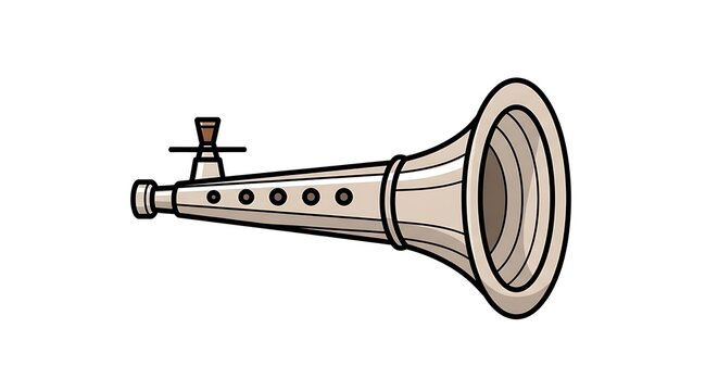Illustration of a traditional wooden wind instrument.