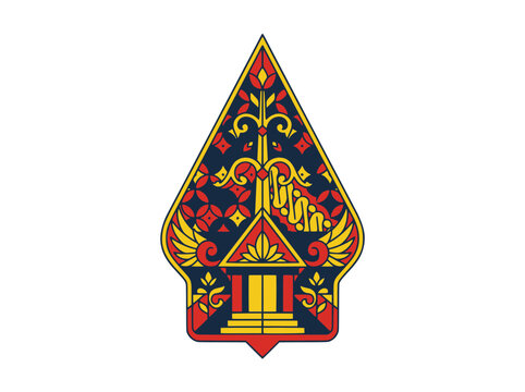 Traditional Indonesian Wayang Gunungan Kayon vector illustration. Javanese puppet shadow play symbol featuring the tree of life, temple gate, and ethnic ornaments.