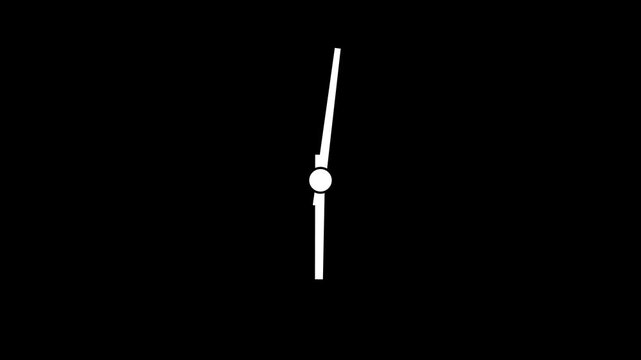 Clock Hands spinning, watch hands animation on transparent background with alpha channel. Clock icon flat style 24 hours day fast speed with moving timer clock rotation 4k video