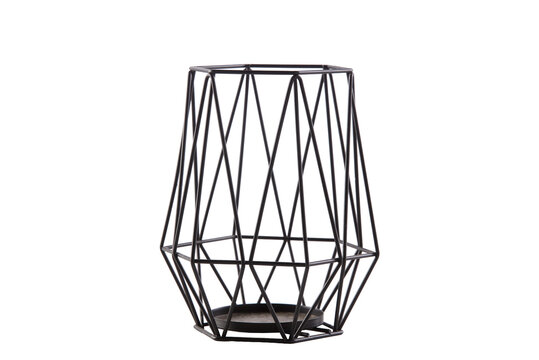 Black wireframe lantern with geometric design