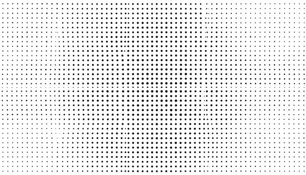 Abstract halftone pattern with irregular dots and pixelated effect, monochrome texture for graphic design