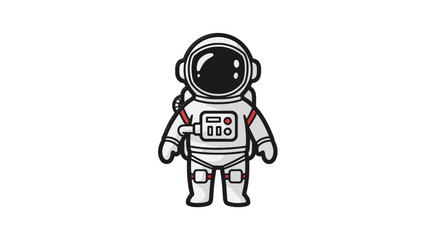 Cute cartoon astronaut standing in white space suit © farel