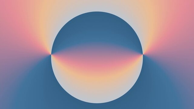 Luminous gradient orb morph seamless loop. Minimal circle turning inside out, creating mesmerizing effect. Abstract background loop. Dawn or sunrise hues.