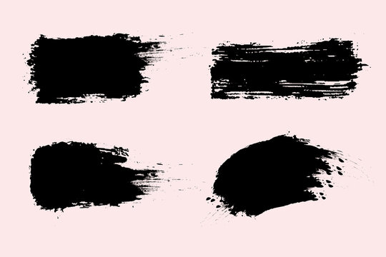 Brush strokes vector. Painted rectangles collection. Grunge long text boxes or textured backgrounds set.