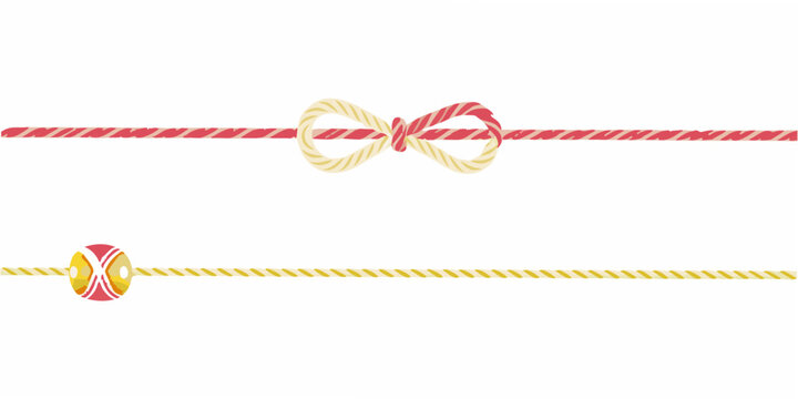 Japanese Decorative Cords With Knots Flat Vector Illustration
