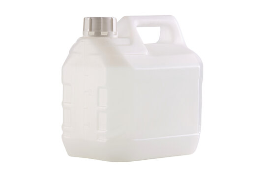 White container with handle and silver cap