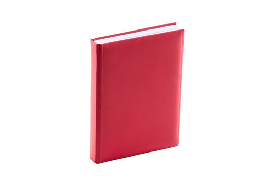 Solid red notebook stands upright