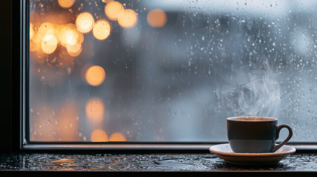 cozy coffee shop window background in high fidelity