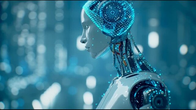 Robot with circuit board pattern.