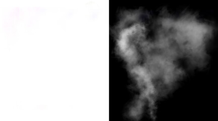 Fototapeta premium Atmospheric white smoke on black background, ethereal steam cloud texture, wispy fog element for compositing and visual effects